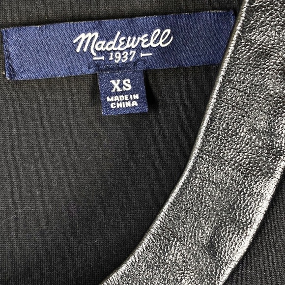 MADEWELL Black Fit & Flare Leather Trim Mini Dress, Size XS - Picture 8 of 16